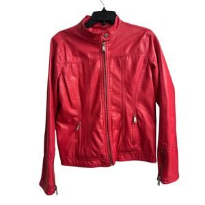 J2 BY JOUJOU Bubble Gum Pink Faux Leather Moto Jacket Women’s Size Medium